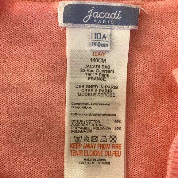 Bonpoint Girls Pink Cardigan with Scalloped Hem and Cuff. Cotton Blend. Size 10Y - Picture 6 of 7